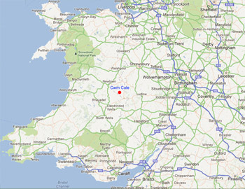 Map to Self-Catering Accommodation near Powys
